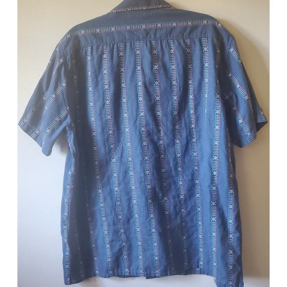 Billabong Mens XL Blue Tribal No Iron Core Fit Button Up Short Sleeve Surf Beach - Picture 4 of 9